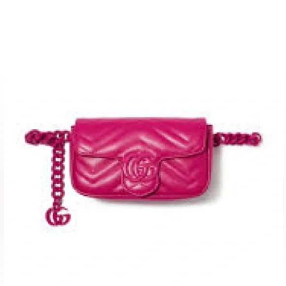 💖Limited edition!💖 GG MARMONT FUSHIA HOT PINK BELT BAG - size 95 - Picture 10 of 16